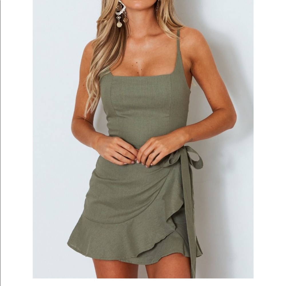 WHITE FOX BET ON ME WARP DRESS GREEN SIZE XS